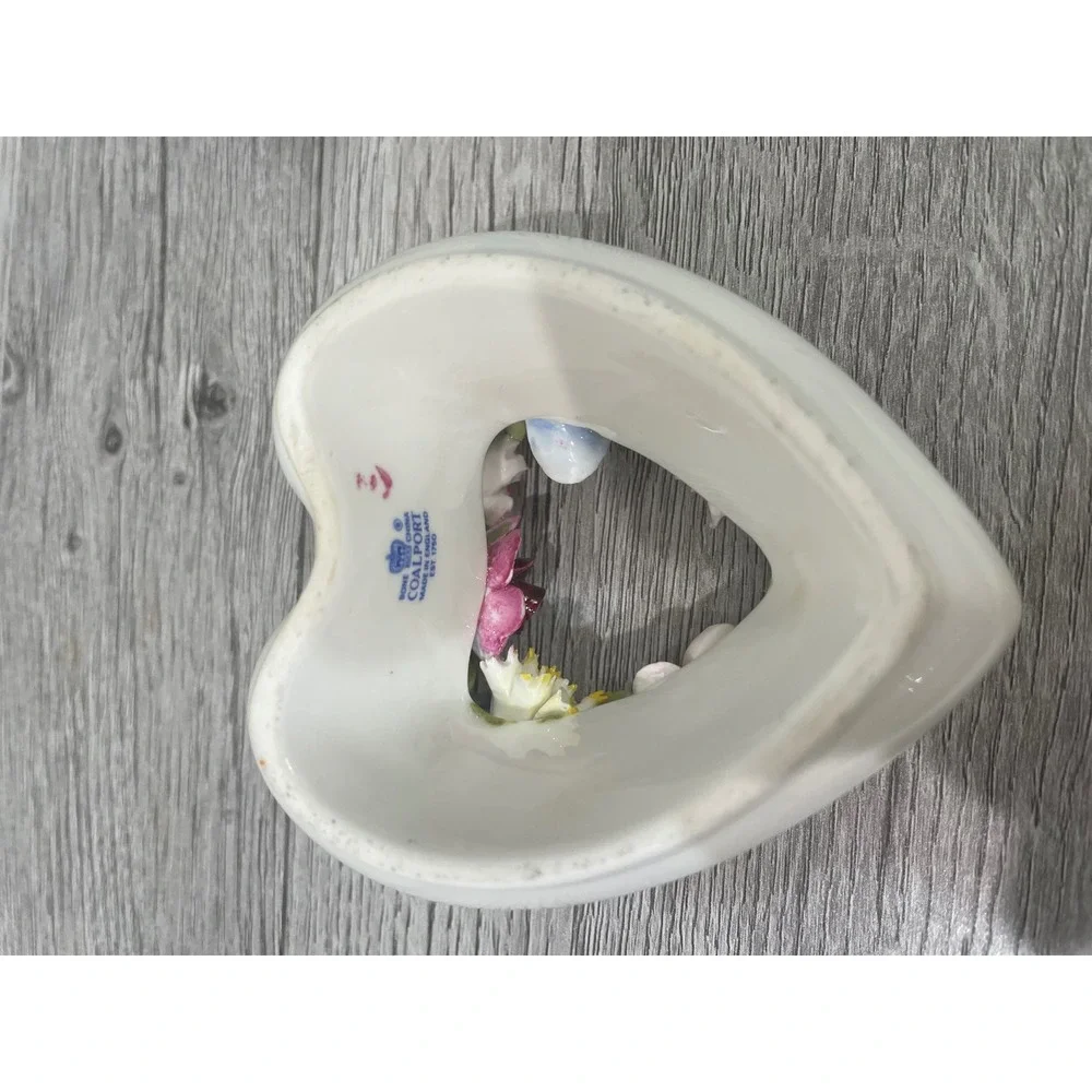 Coalport Bone China Floral Heart‎ Figurine Made in England Multi Color Porcelain